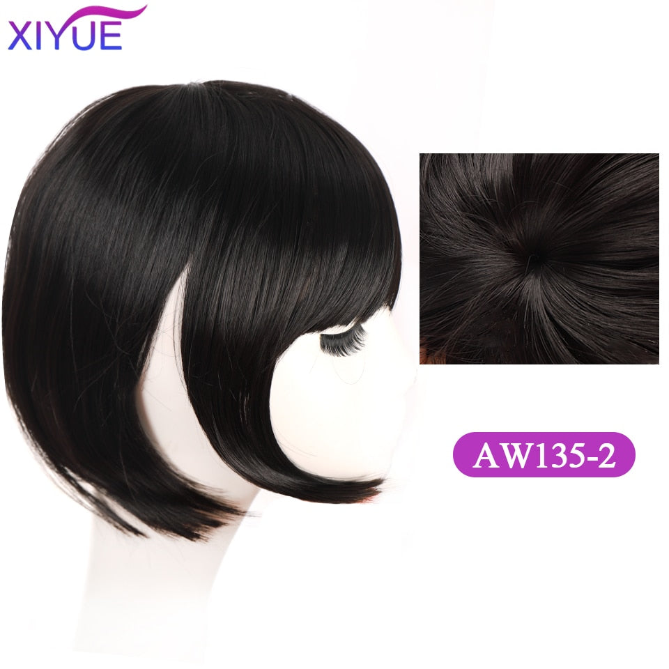 Black/Light Brown Clip In Hair Bangs Hairpiece Accessories Synthetic Fake Bangs Clip In Hair Extensions Clip In Hair Pieces