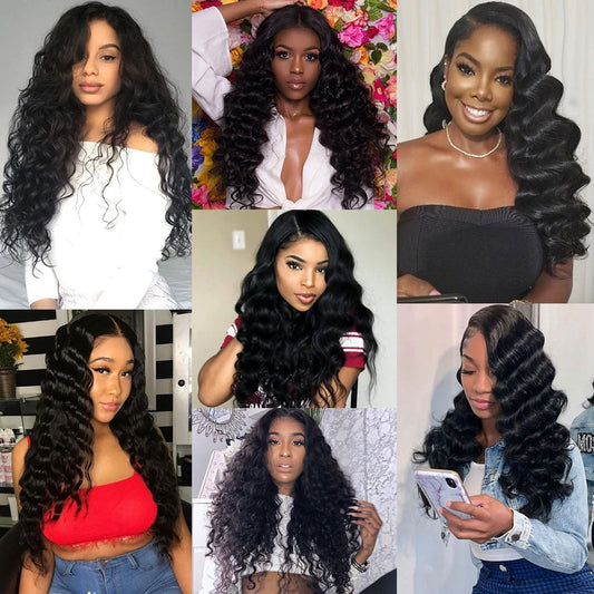 30 32 40 Inch Peruvian Hair Bundles Loose Deep Wave Human Hair Extensions Long Length Remy Hair Natural Color 1 Piece Hair Weave