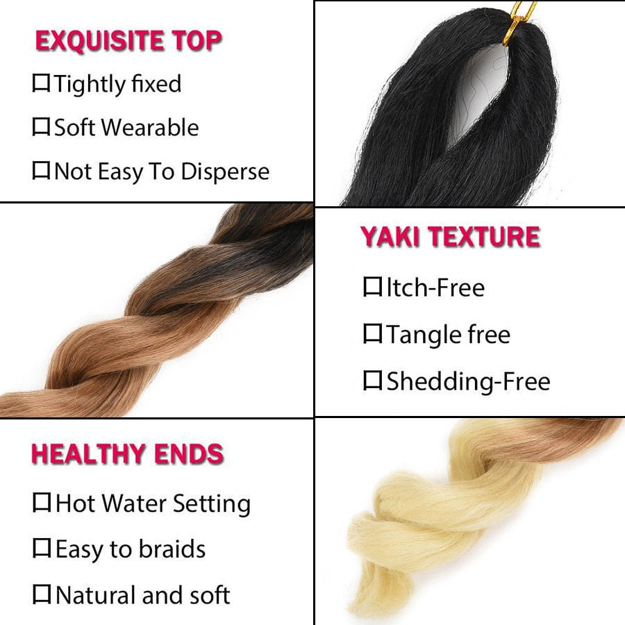 TOMO Pre Stretched Braiding Hair Synthetic Long Professional Hair for Braiding Twist Itch Free Hot Water Setting Yaki Wave Hair