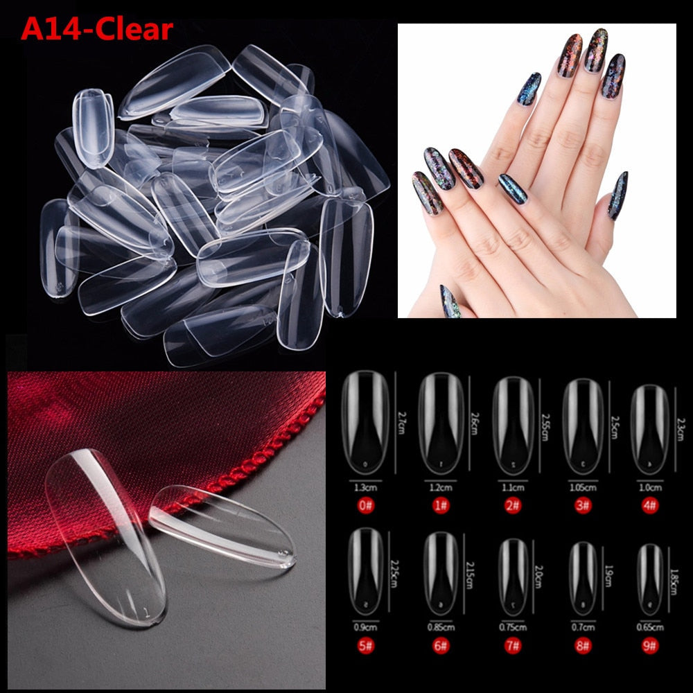 Makartt 500pcs Coffin Fake Nail Tips Clear Natural XXL Gel Tips Full Cover False Acrylic Stiletto Ballerina Nails Press on Nail