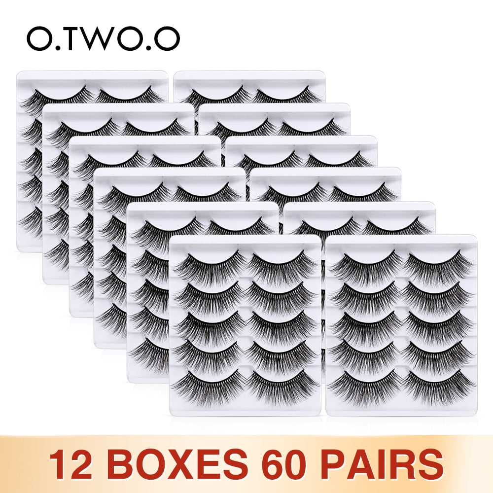 O.TWO.O False Eyelashes Wholesale 12 Lots Thick Volume Long Fake Lashes Eye Makeup Tools Fluffy Mink Eyelashes