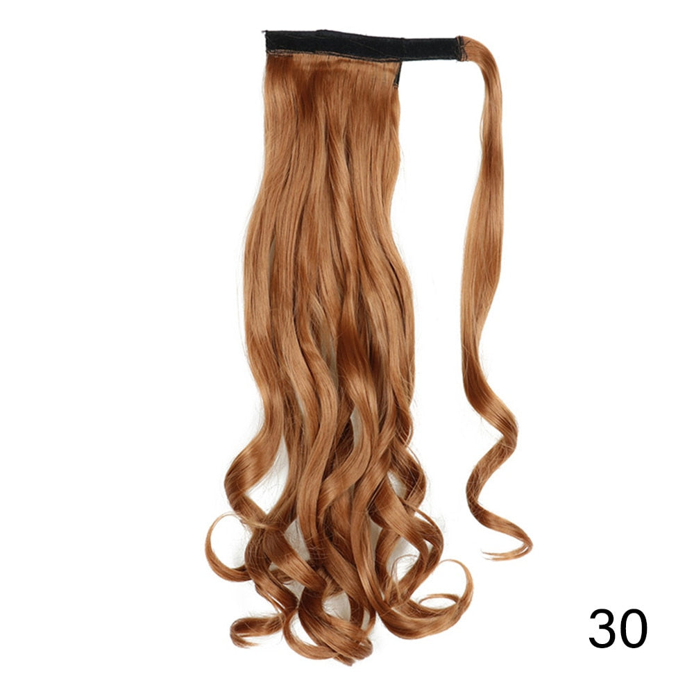 AZIR Long Straight Ponytail Hair Synthetic Extensions Heat Resistant Hair 22Inch Wrap Around Pony Hairpiece for Women