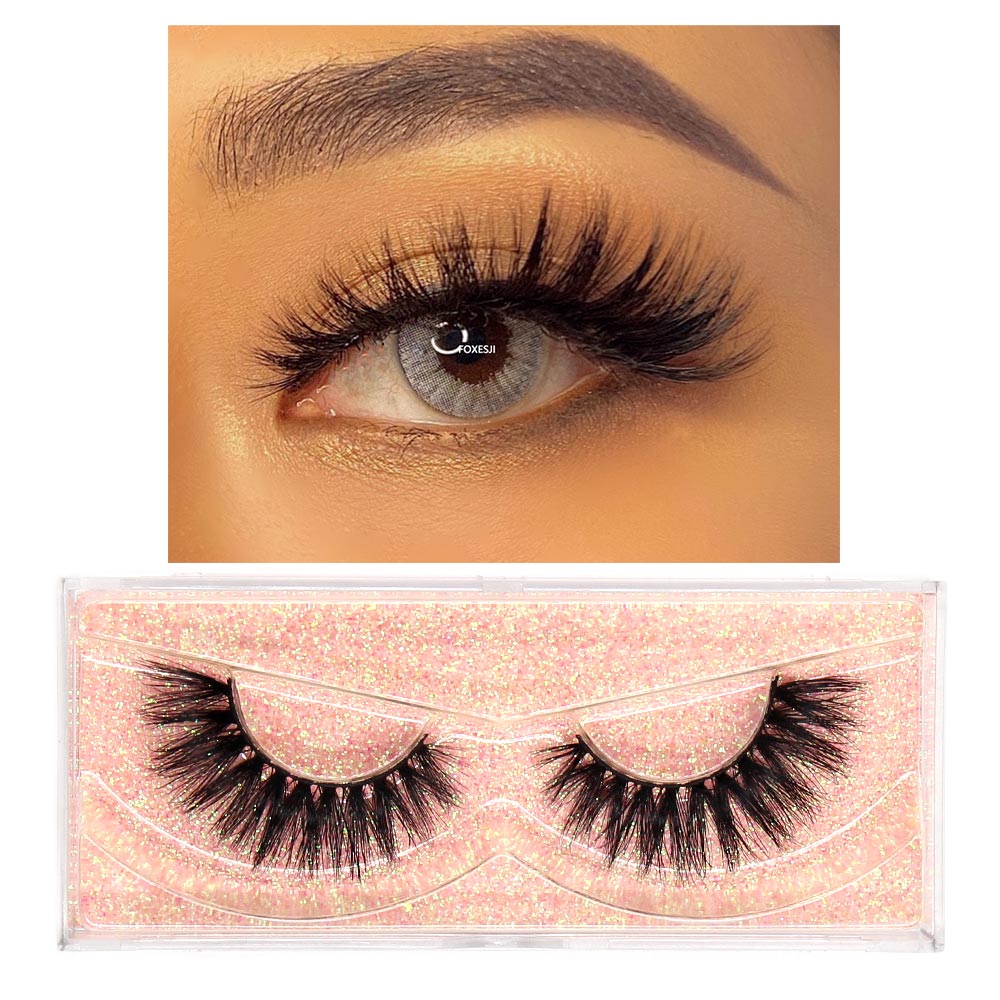 FOXESJI Makeup Eyelashes 3D Mink Lashes Fluffy Soft Wispy Natural Cross Eyelash Extension Reusable Lashes Mink False Eyelashes