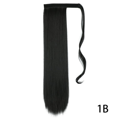 AZIR Long Straight Ponytail Hair Synthetic Extensions Heat Resistant Hair 22Inch Wrap Around Pony Hairpiece for Women