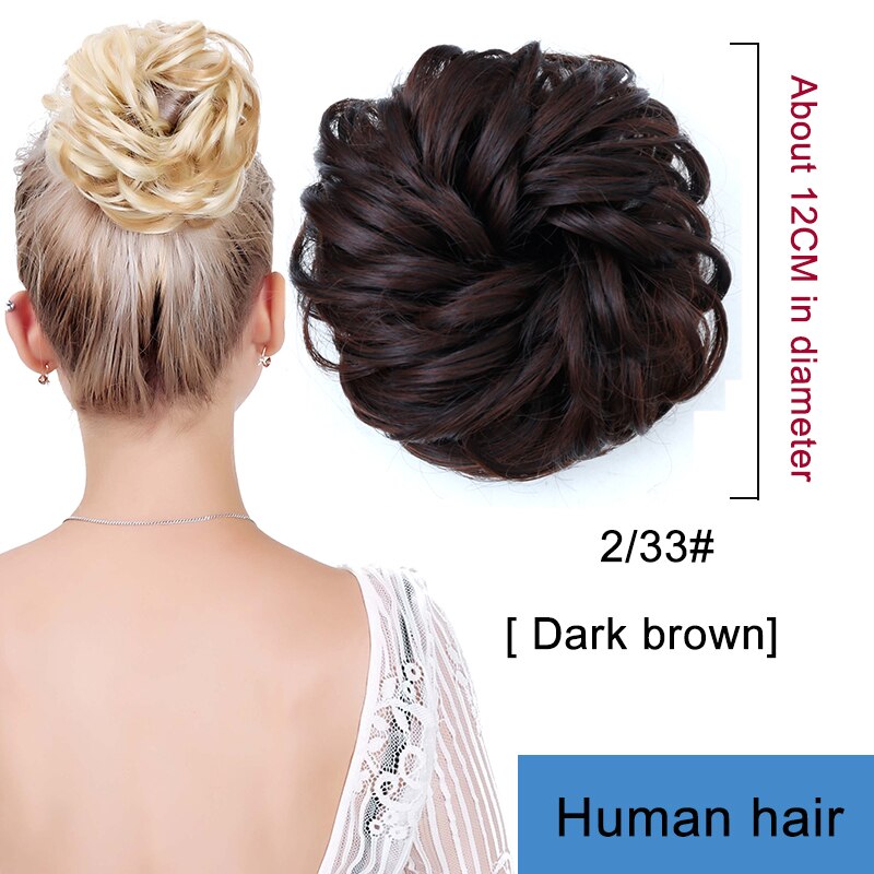 Bybrbana Brazil 100% Human Hair Non-remy Hair Soft Hair Bun Curly  Elastic Wavy Braid Headband Ponytail Women