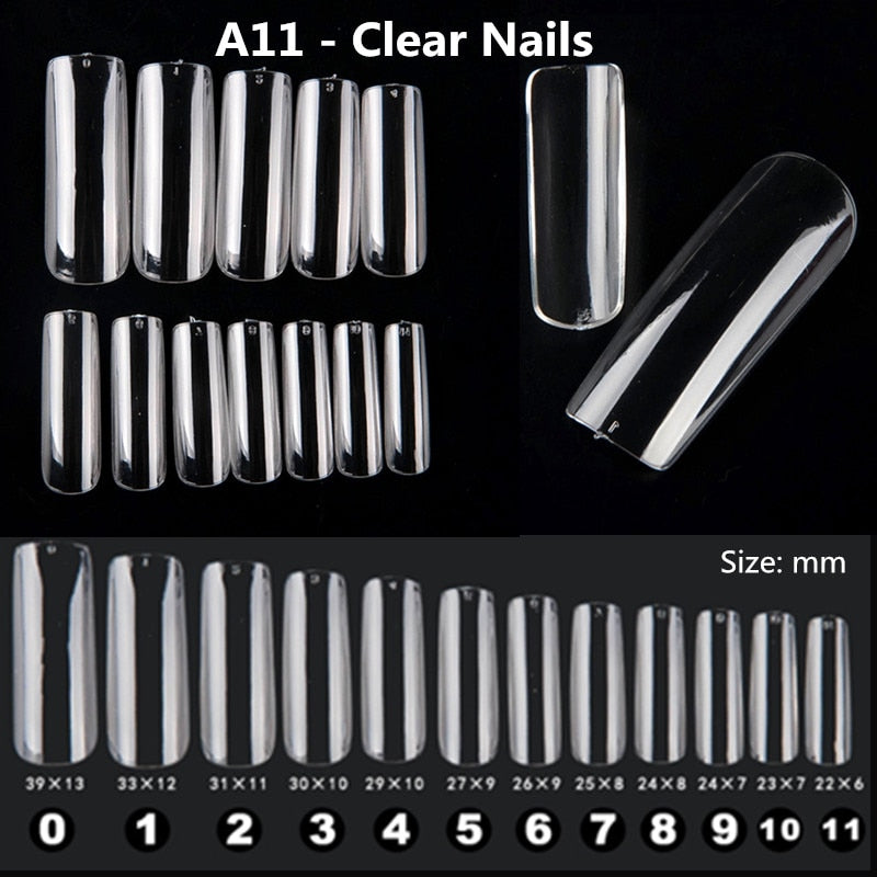 Makartt 500pcs Coffin Fake Nail Tips Clear Natural XXL Gel Tips Full Cover False Acrylic Stiletto Ballerina Nails Press on Nail