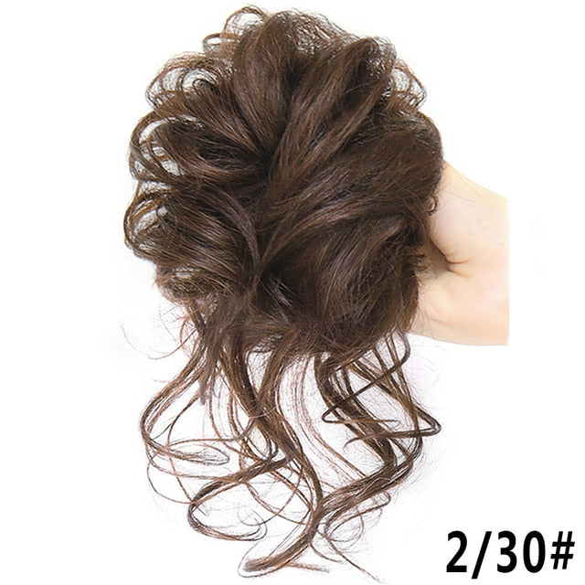 LUPU Synthetic Hair Bun Chignon Messy Curly Hair Band Elastic Scrunchy False Hair Pieces For Women Hairpins Black Brown