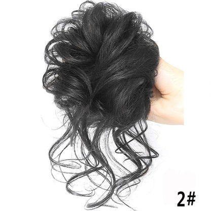 LUPU Synthetic Hair Bun Chignon Messy Curly Hair Band Elastic Scrunchy False Hair Pieces For Women Hairpins Black Brown