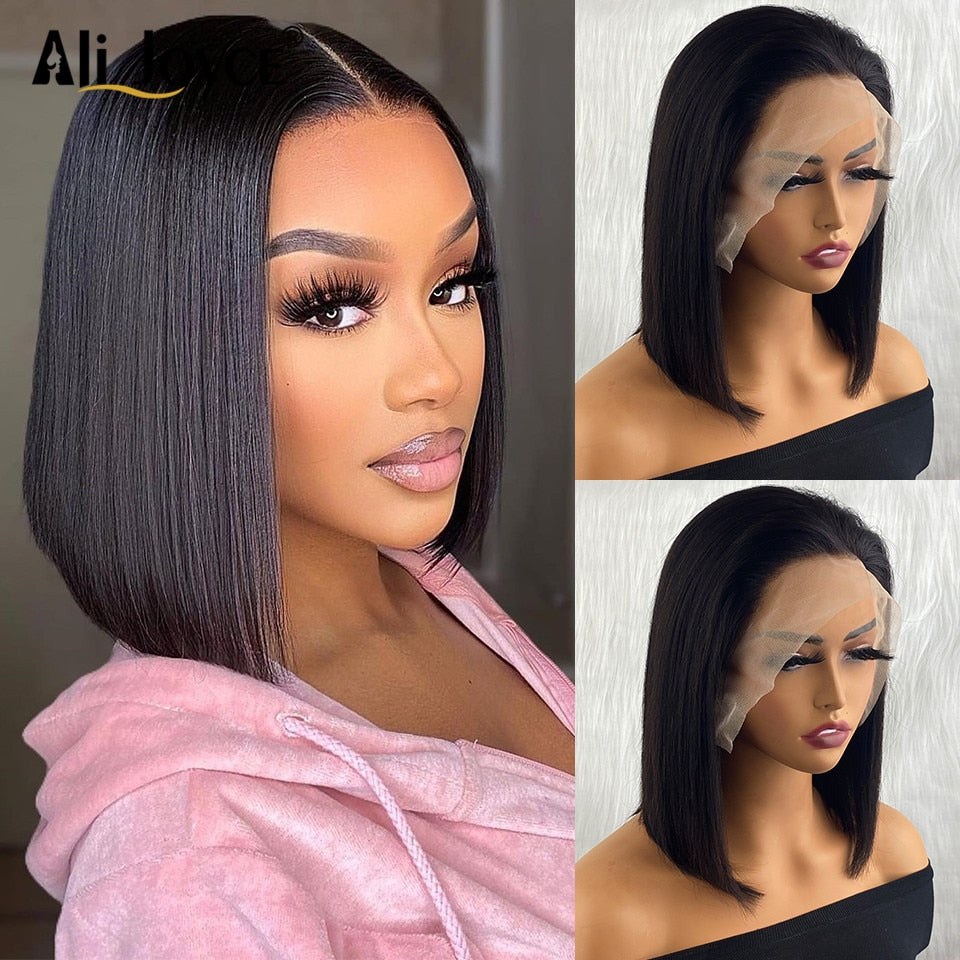 Straight Bob Wig 13X4 Lace Front Wigs For Black Women Highlight Wigs Remy Hair Brazilian Colored Short Bob Ombre Human Hair Wigs