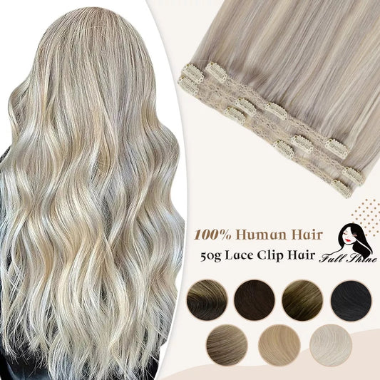 Full Shine 50 Grams Clip On Human Hair Extensions Ombre Color 3Pcs 100% Machine Remy Human Hair Hairpins Clip In Hair Extensions