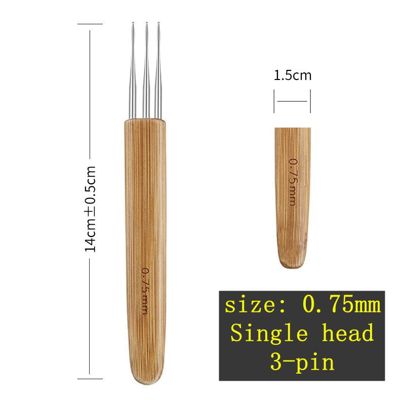 1Pcs/Lot 1-2 Hook 1-3 Hooks Style Dreadlock Needle for Braid 0.5Mm 0.75Mm Natural Bamboo Dread-Lock Hair Weaving Tool