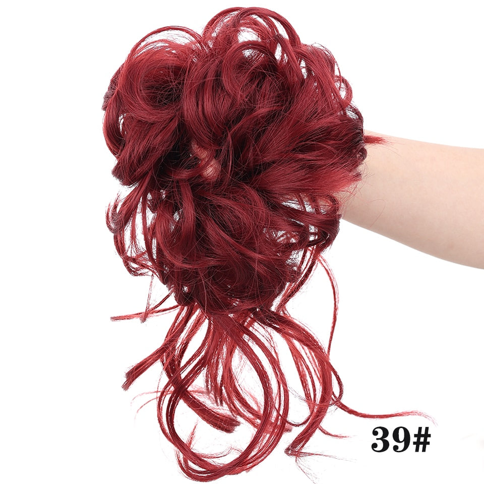 LUPU Synthetic Hair Bun Chignon Messy Curly Hair Band Elastic Scrunchy False Hair Pieces For Women Hairpins Black Brown