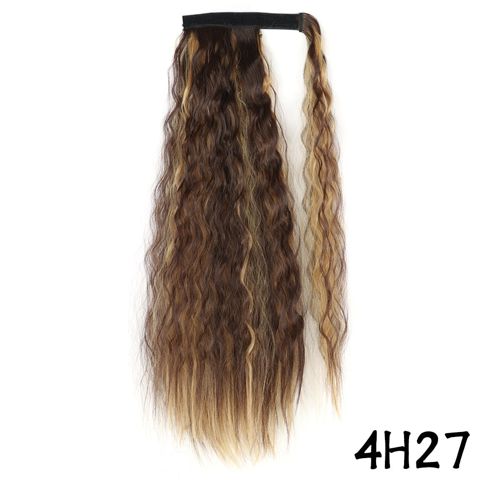 AZIR Long Straight Ponytail Hair Synthetic Extensions Heat Resistant Hair 22Inch Wrap Around Pony Hairpiece for Women