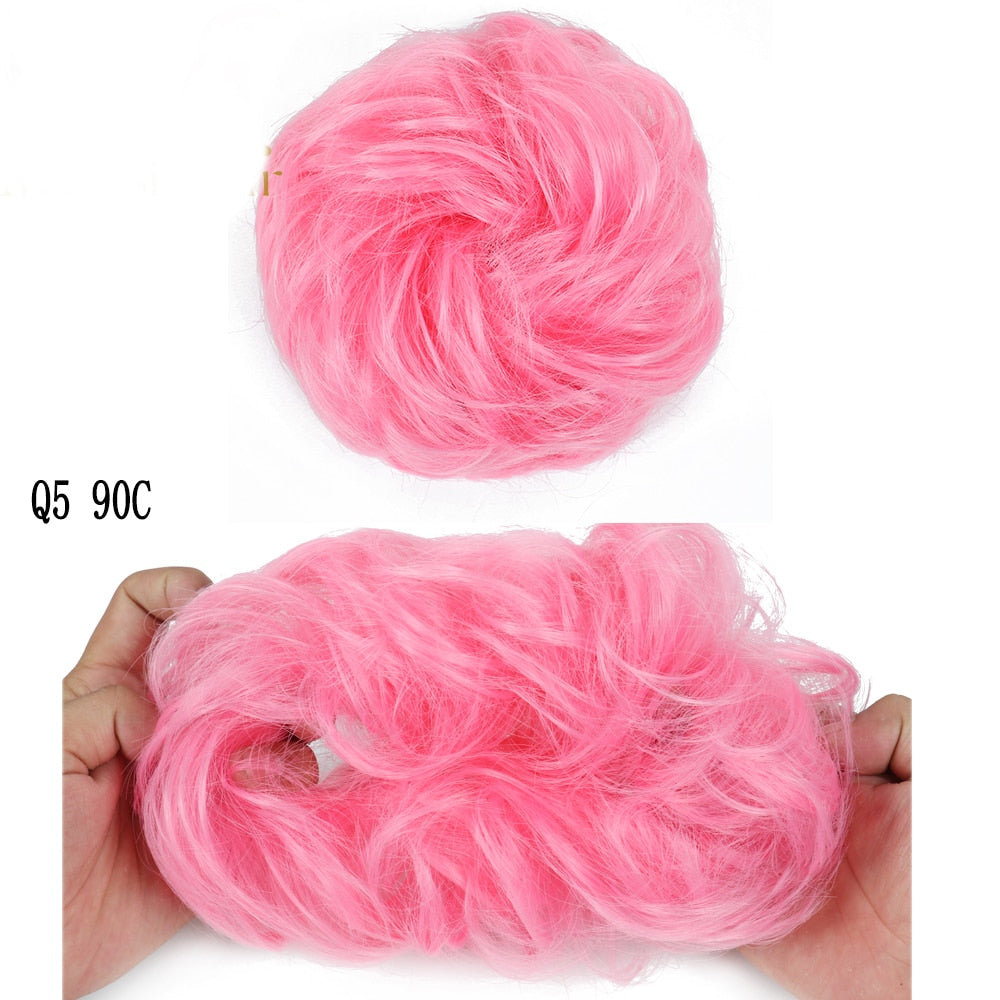 XINRAN Synthetic Curly Donut Chignon With Elastic Band Scrunchies Messy Hair Bun Updo Hairpieces Extensions for Women