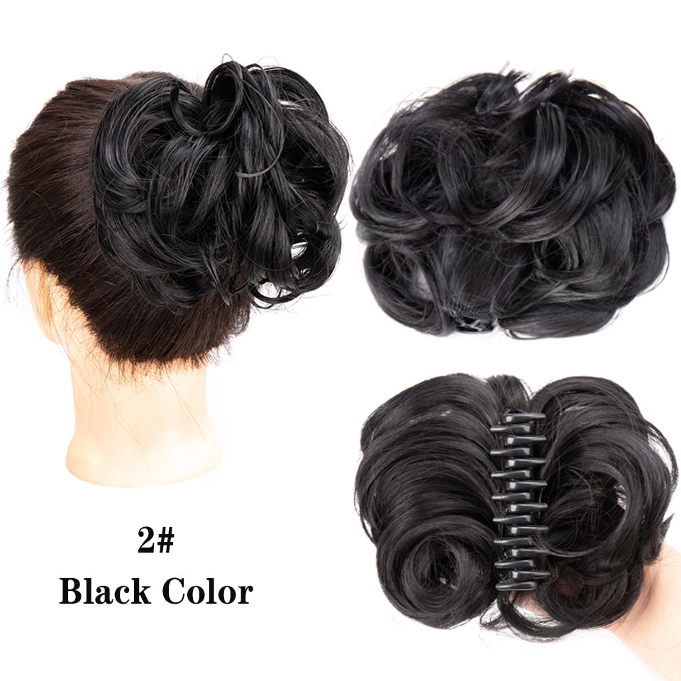 LUPU Synthetic Hair Bun Chignon Messy Curly Hair Band Elastic Scrunchy False Hair Pieces For Women Hairpins Black Brown