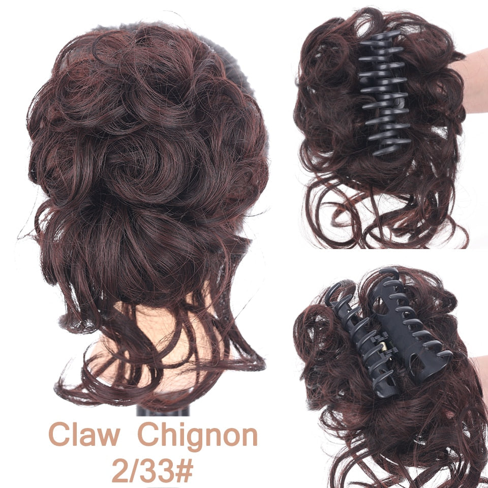 LUPU Synthetic Hair Bun Chignon Messy Curly Hair Band Elastic Scrunchy False Hair Pieces For Women Hairpins Black Brown