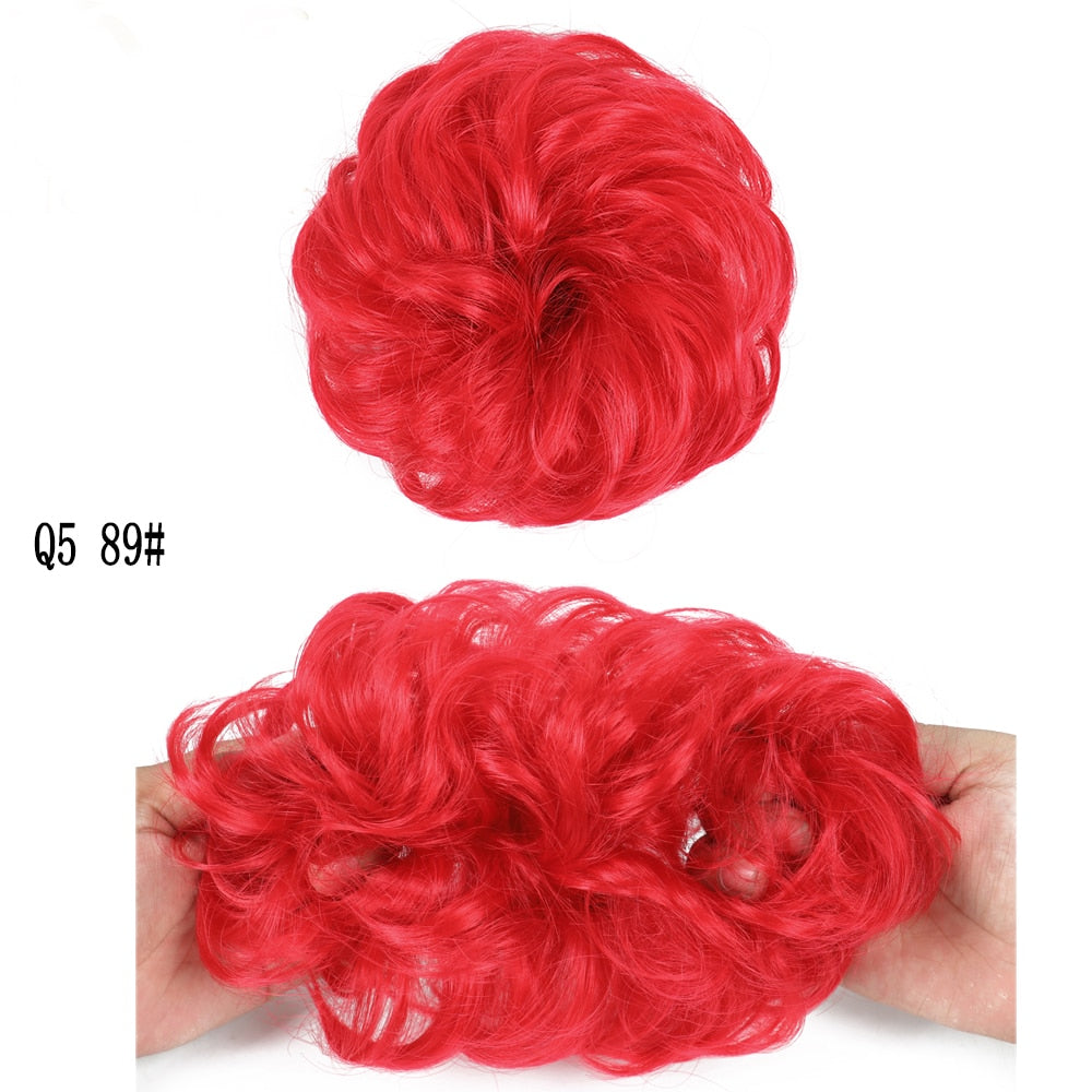 XINRAN Synthetic Curly Donut Chignon With Elastic Band Scrunchies Messy Hair Bun Updo Hairpieces Extensions for Women