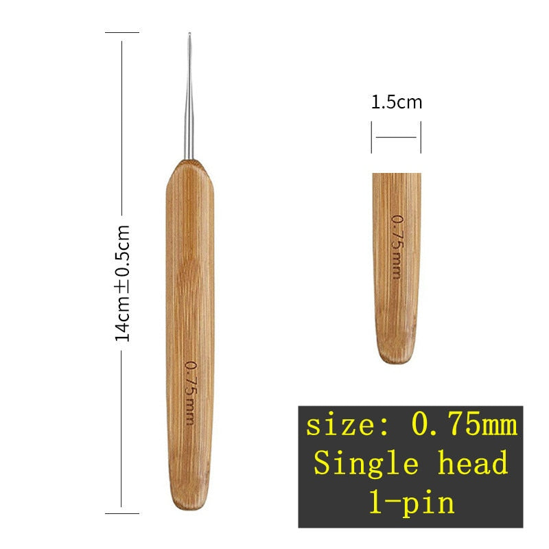 1Pcs/Lot 1-2 Hook 1-3 Hooks Style Dreadlock Needle for Braid 0.5Mm 0.75Mm Natural Bamboo Dread-Lock Hair Weaving Tool