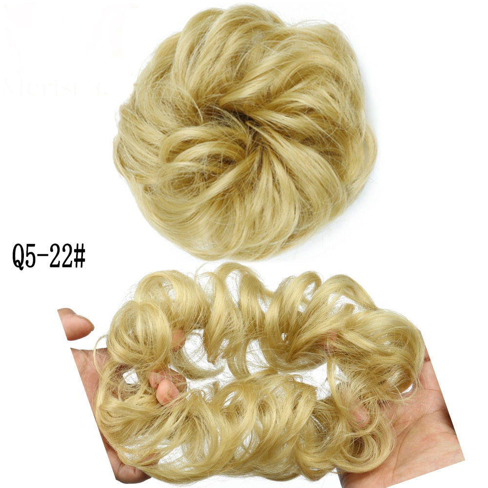 XINRAN Synthetic Curly Donut Chignon With Elastic Band Scrunchies Messy Hair Bun Updo Hairpieces Extensions for Women