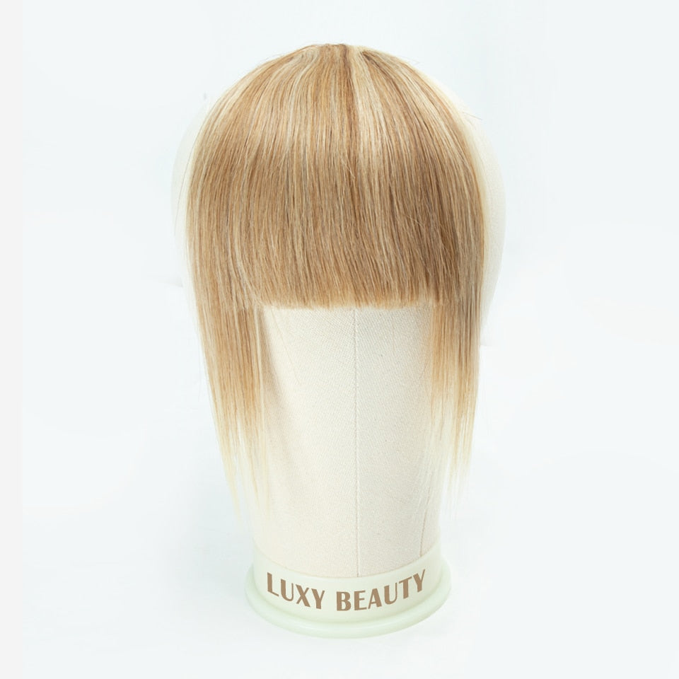 Human Hair Bangs 3 Clips 3D Blunt Cut Natural Hair Bangs OverHead Clip In Hair Extensions Non-Remy 2.5&quot;x4.5&quot; Black Brown Blonde