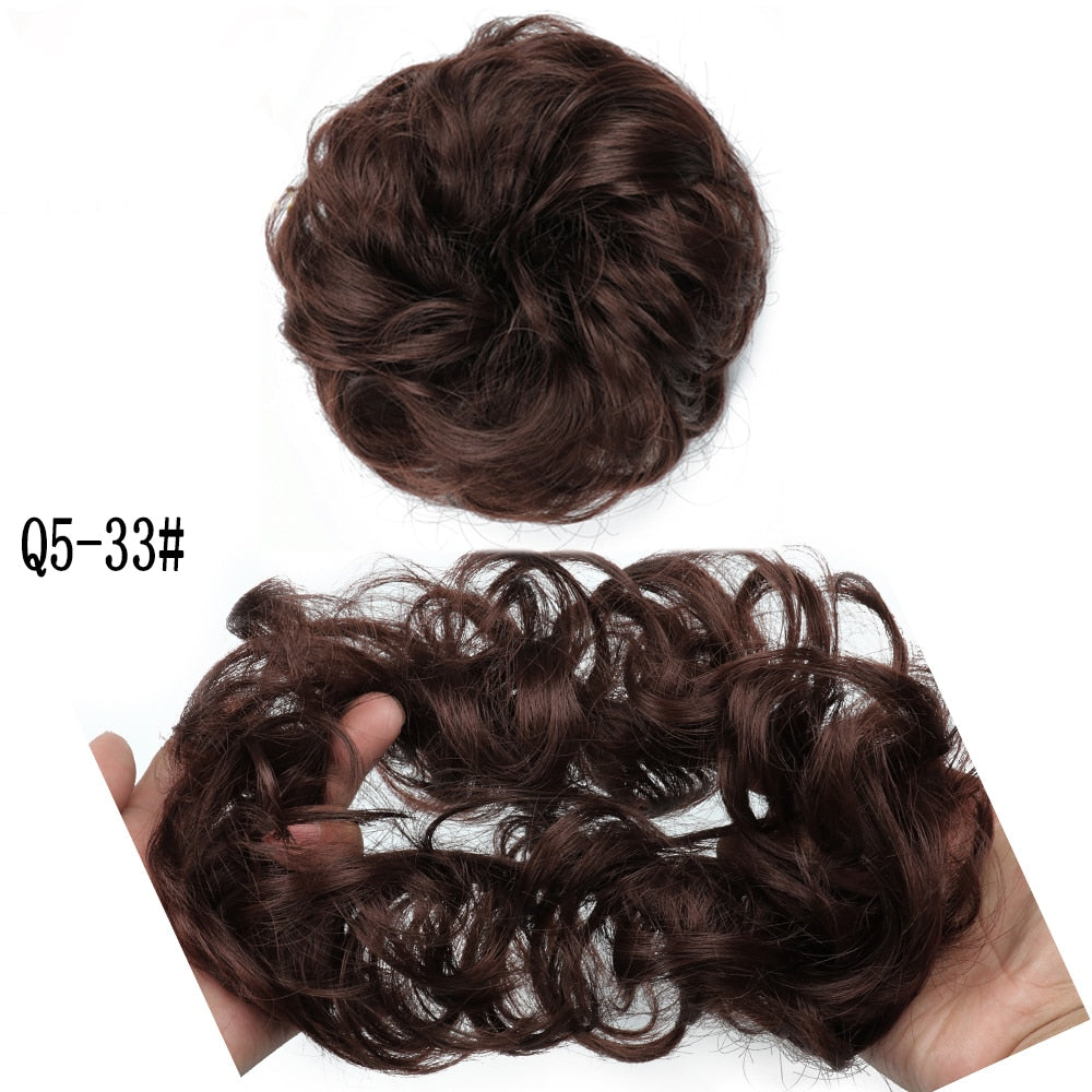 XINRAN Synthetic Curly Donut Chignon With Elastic Band Scrunchies Messy Hair Bun Updo Hairpieces Extensions for Women