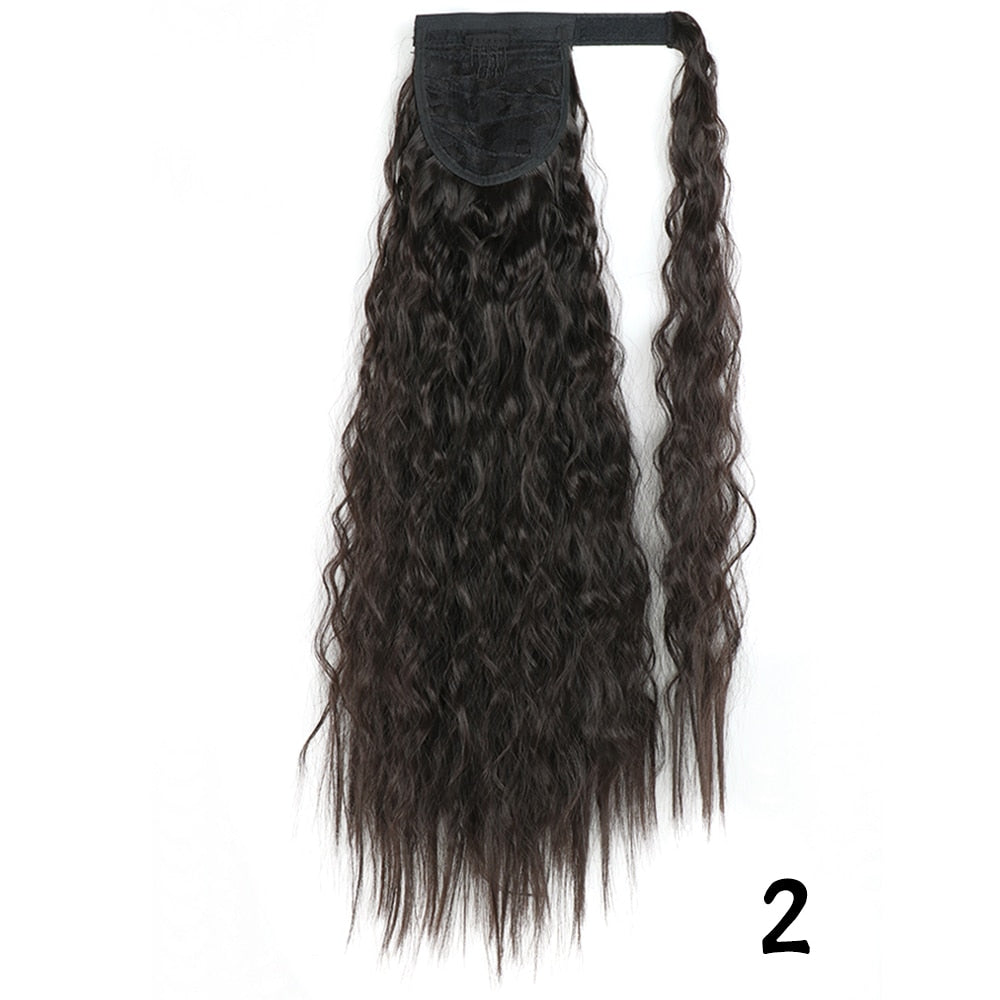 AZIR Long Straight Ponytail Hair Synthetic Extensions Heat Resistant Hair 22Inch Wrap Around Pony Hairpiece for Women