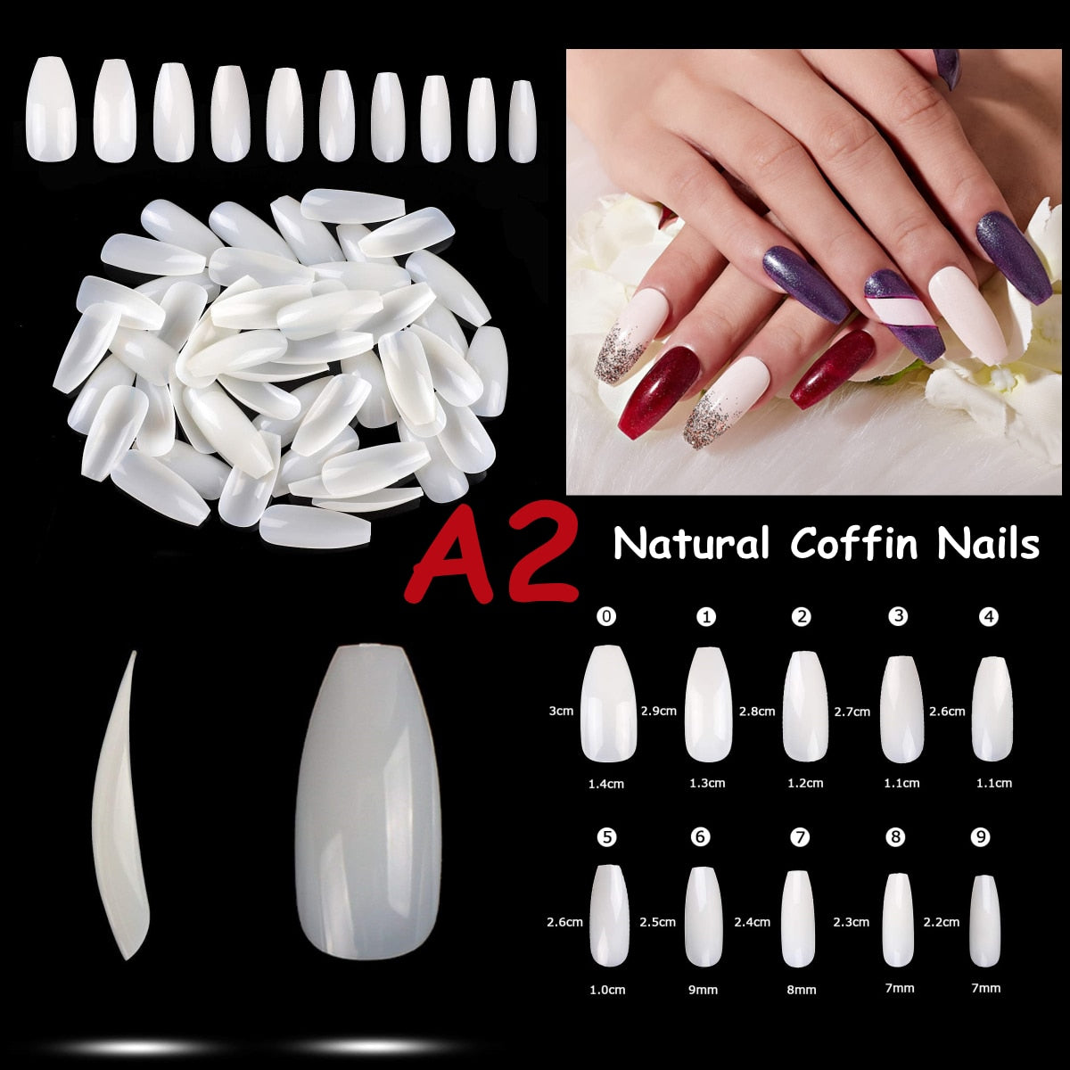 Makartt 500pcs Coffin Fake Nail Tips Clear Natural XXL Gel Tips Full Cover False Acrylic Stiletto Ballerina Nails Press on Nail