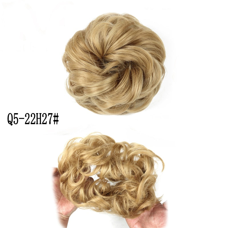 XINRAN Synthetic Curly Donut Chignon With Elastic Band Scrunchies Messy Hair Bun Updo Hairpieces Extensions for Women