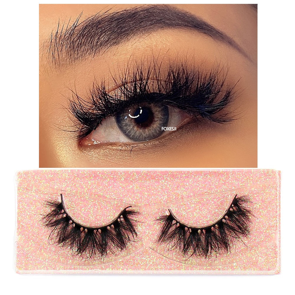 FOXESJI Makeup Eyelashes 3D Mink Lashes Fluffy Soft Wispy Natural Cross Eyelash Extension Reusable Lashes Mink False Eyelashes