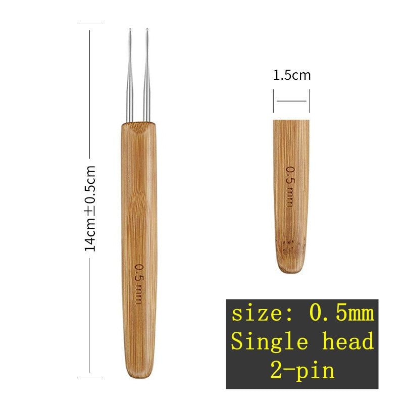 1Pcs/Lot 1-2 Hook 1-3 Hooks Style Dreadlock Needle for Braid 0.5Mm 0.75Mm Natural Bamboo Dread-Lock Hair Weaving Tool