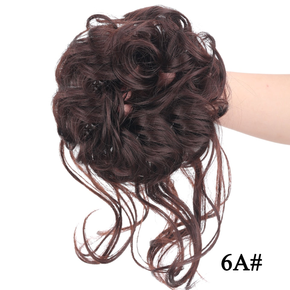 LUPU Synthetic Hair Bun Chignon Messy Curly Hair Band Elastic Scrunchy False Hair Pieces For Women Hairpins Black Brown