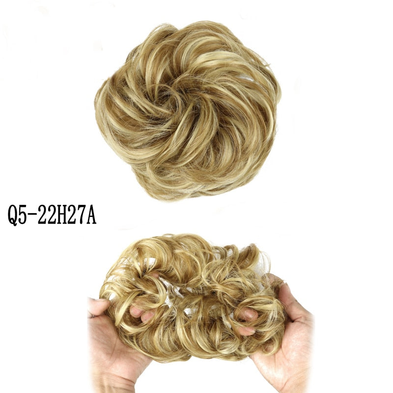 XINRAN Synthetic Curly Donut Chignon With Elastic Band Scrunchies Messy Hair Bun Updo Hairpieces Extensions for Women