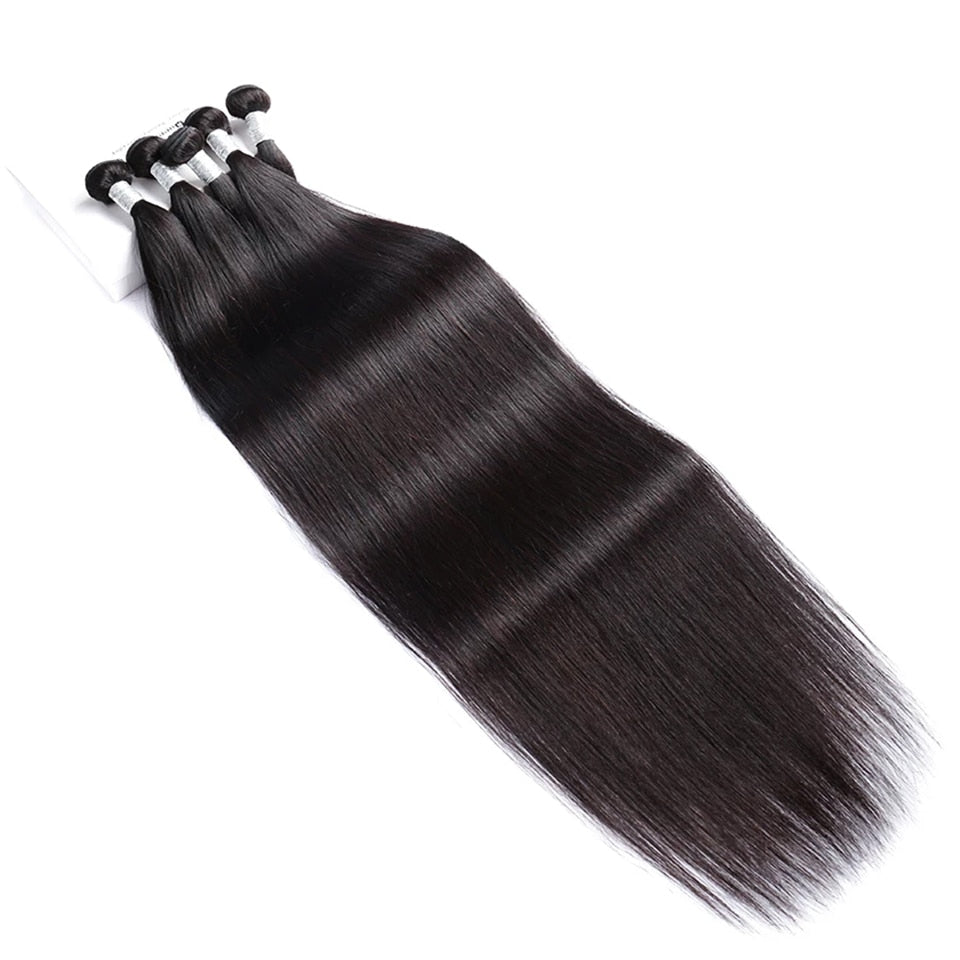 Fashow 28 30 32 34 36 inch Indian Hair Straight Hair Bundles 100% Human Hair Bundles Double Wefts Natural Thick Hair Extensions