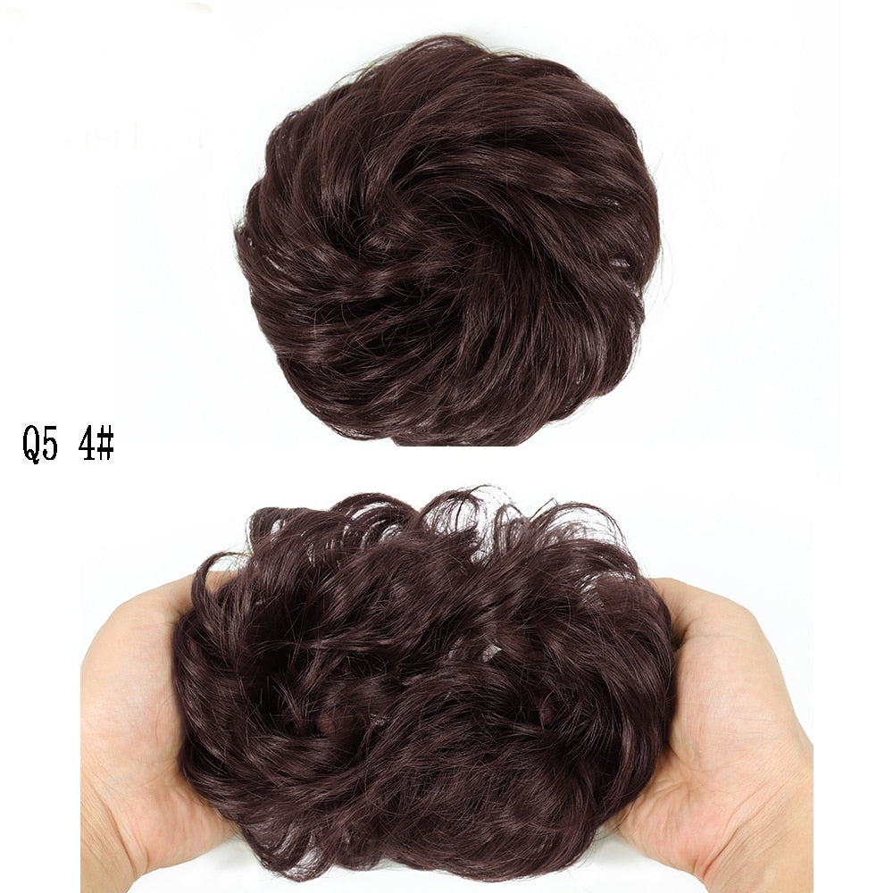 XINRAN Synthetic Curly Donut Chignon With Elastic Band Scrunchies Messy Hair Bun Updo Hairpieces Extensions for Women