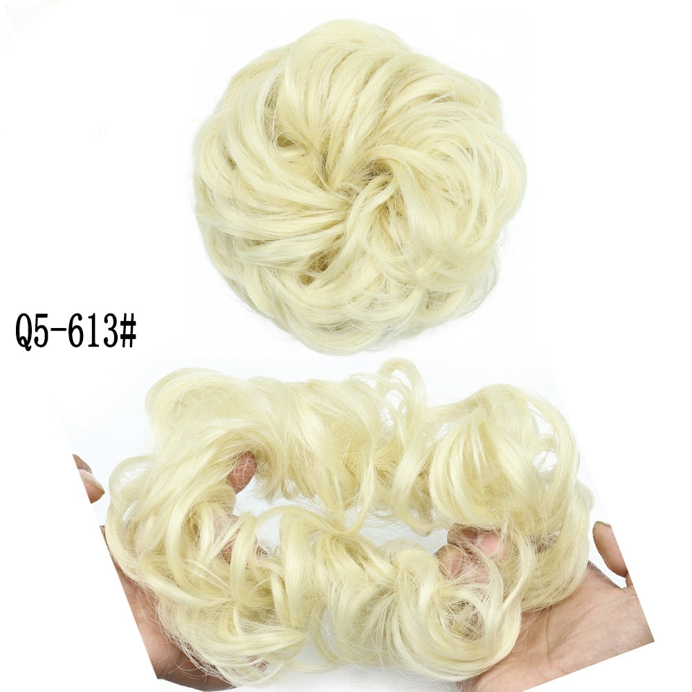 XINRAN Synthetic Curly Donut Chignon With Elastic Band Scrunchies Messy Hair Bun Updo Hairpieces Extensions for Women