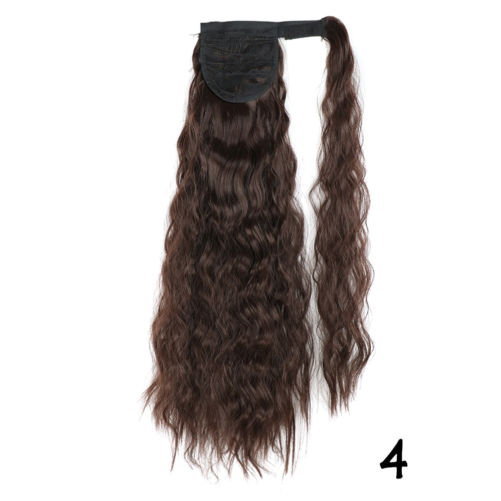 AZIR Long Straight Ponytail Hair Synthetic Extensions Heat Resistant Hair 22Inch Wrap Around Pony Hairpiece for Women