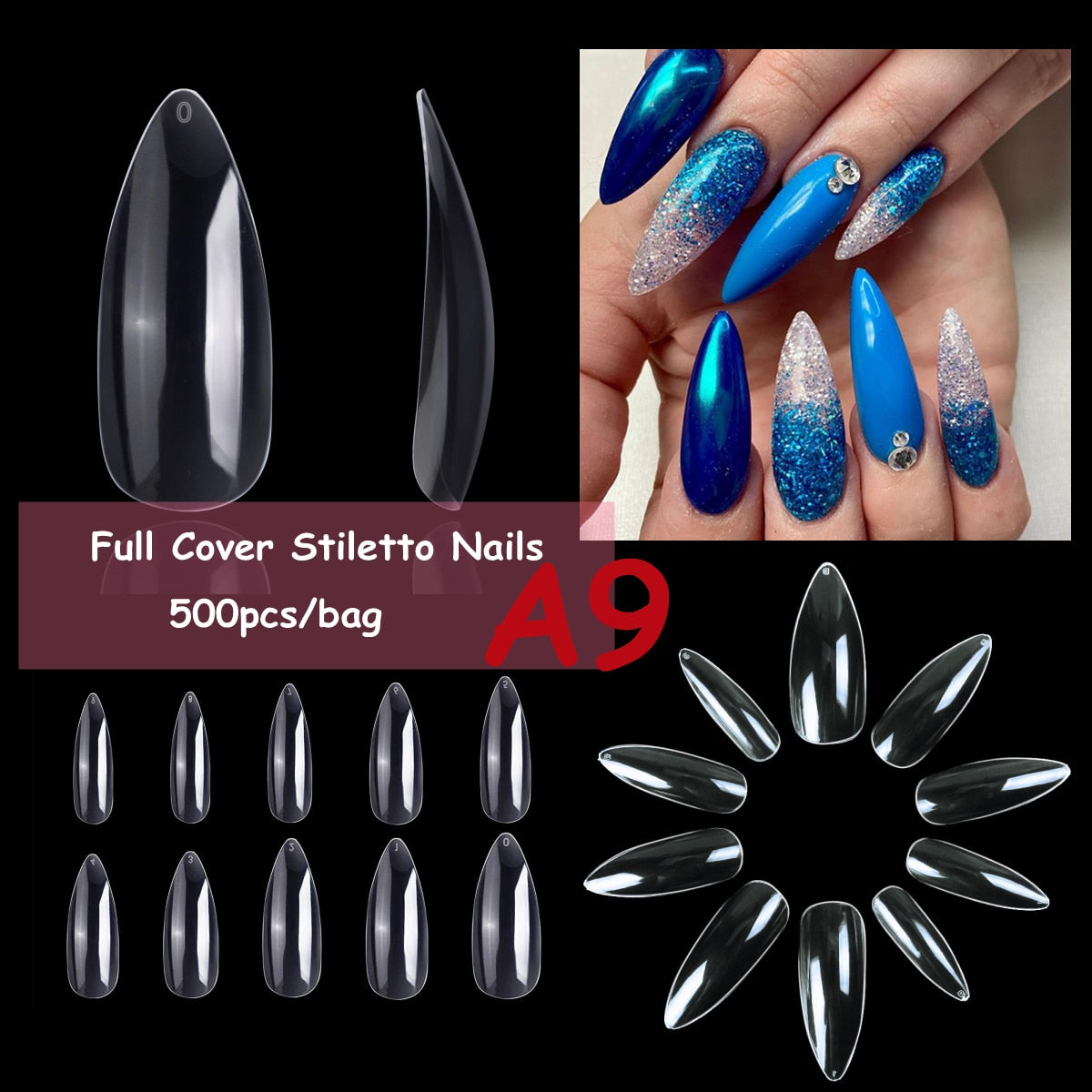 Makartt 500pcs Coffin Fake Nail Tips Clear Natural XXL Gel Tips Full Cover False Acrylic Stiletto Ballerina Nails Press on Nail