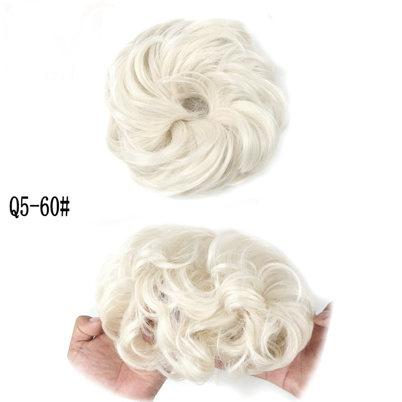 XINRAN Synthetic Curly Donut Chignon With Elastic Band Scrunchies Messy Hair Bun Updo Hairpieces Extensions for Women