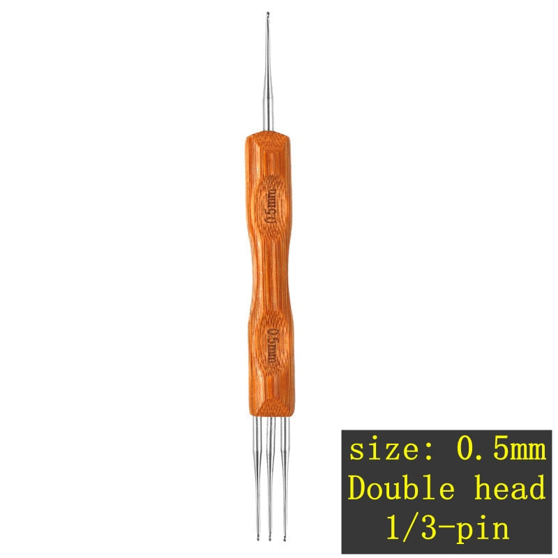 1Pcs/Lot 1-2 Hook 1-3 Hooks Style Dreadlock Needle for Braid 0.5Mm 0.75Mm Natural Bamboo Dread-Lock Hair Weaving Tool