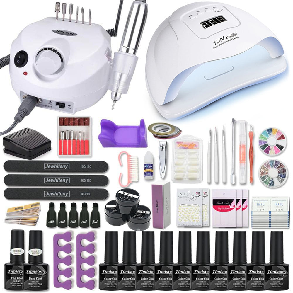 Nail Set with Nail Lamp Manicure Set 40/30/20/10 Color UV Polish Gel Nail Kit Tool Set with Nail Files Nail Drill Machine