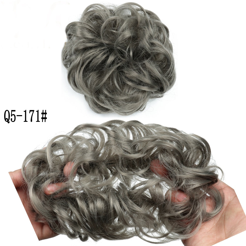 XINRAN Synthetic Curly Donut Chignon With Elastic Band Scrunchies Messy Hair Bun Updo Hairpieces Extensions for Women