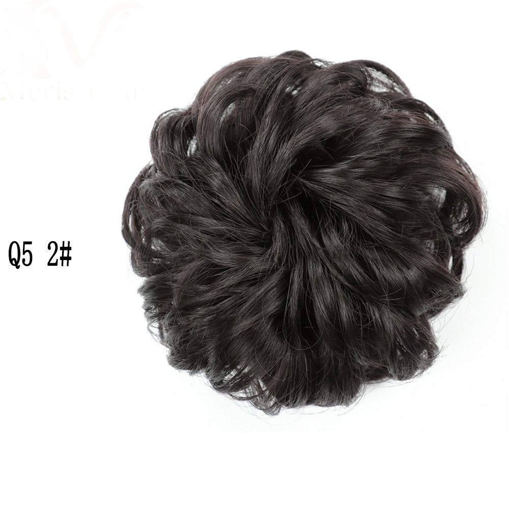 XINRAN Synthetic Curly Donut Chignon With Elastic Band Scrunchies Messy Hair Bun Updo Hairpieces Extensions for Women