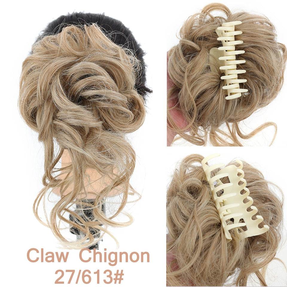 LUPU Synthetic Hair Bun Chignon Messy Curly Hair Band Elastic Scrunchy False Hair Pieces For Women Hairpins Black Brown