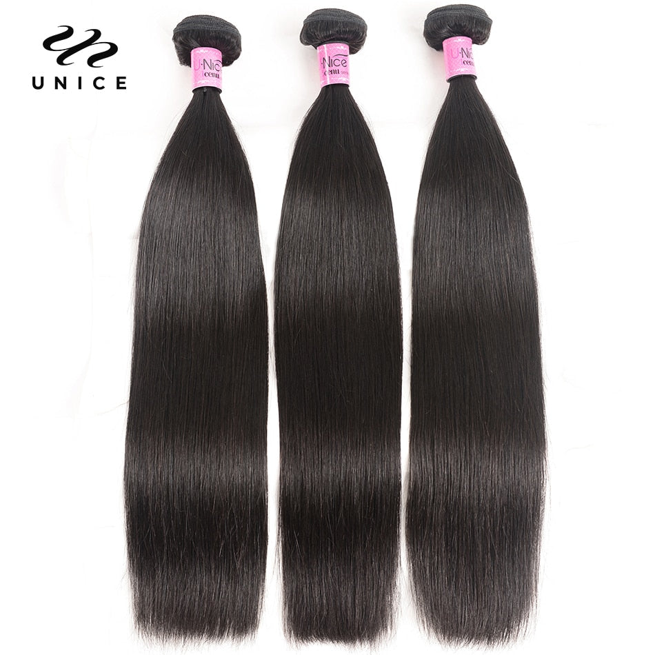 UNICE HAIR 30 Inch Brazilian Bone Straight Hair Bundles 100% Human Hair Weave Bundles Straight Virgin Hair Extension 1/3/4 PCS