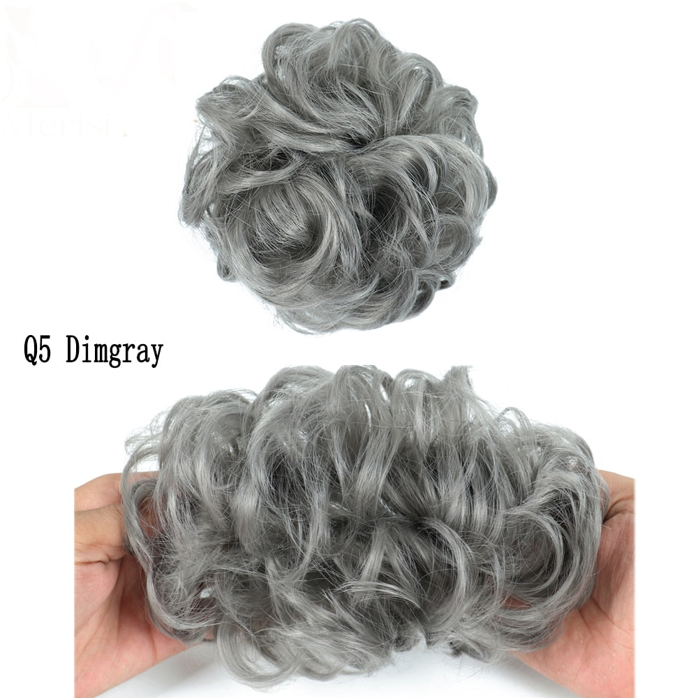 XINRAN Synthetic Curly Donut Chignon With Elastic Band Scrunchies Messy Hair Bun Updo Hairpieces Extensions for Women