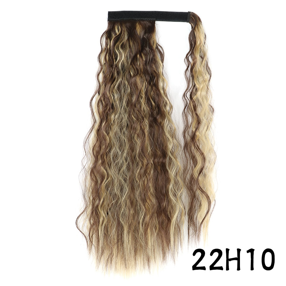 AZIR Long Straight Ponytail Hair Synthetic Extensions Heat Resistant Hair 22Inch Wrap Around Pony Hairpiece for Women