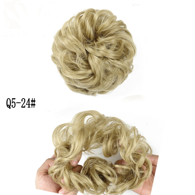 XINRAN Synthetic Curly Donut Chignon With Elastic Band Scrunchies Messy Hair Bun Updo Hairpieces Extensions for Women