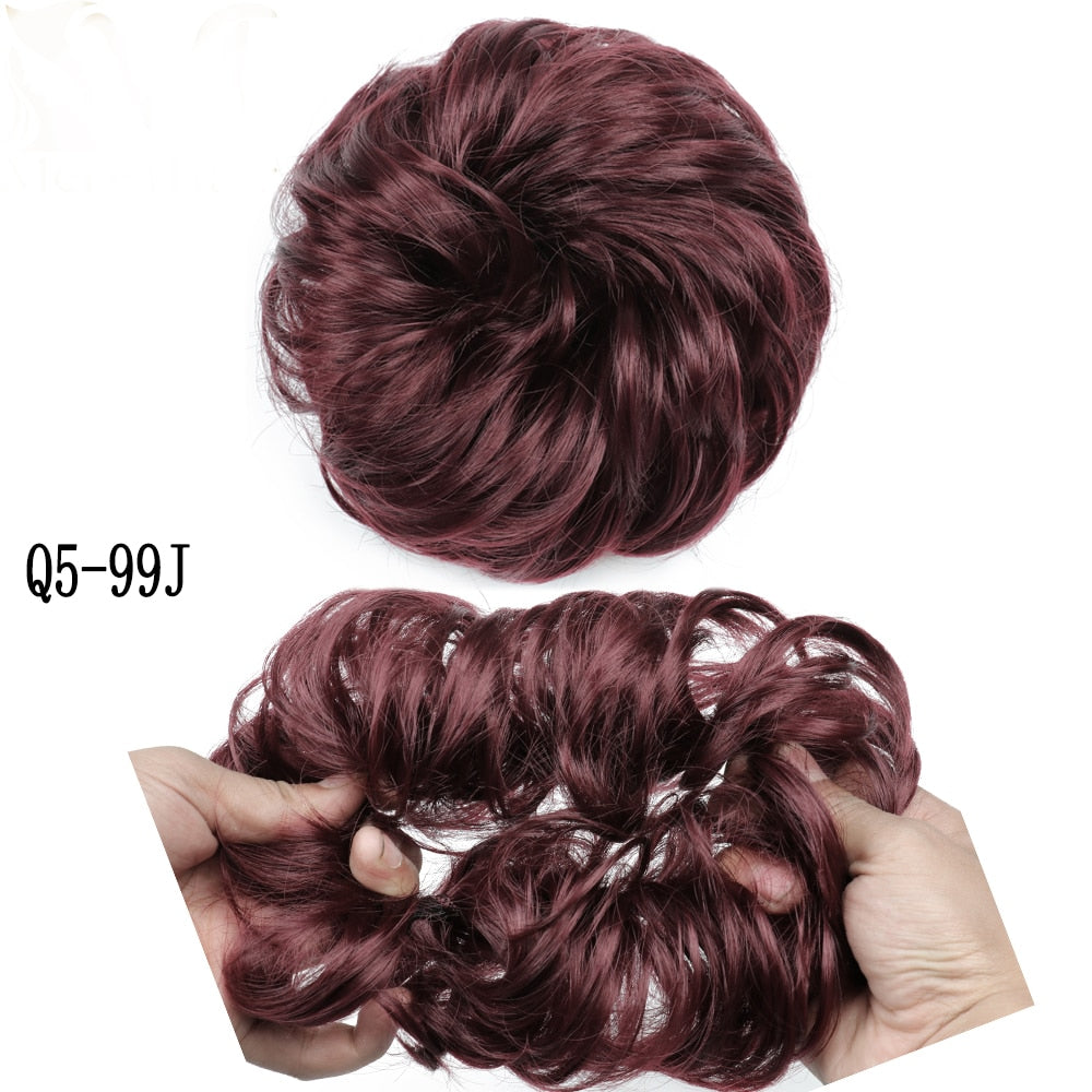 XINRAN Synthetic Curly Donut Chignon With Elastic Band Scrunchies Messy Hair Bun Updo Hairpieces Extensions for Women