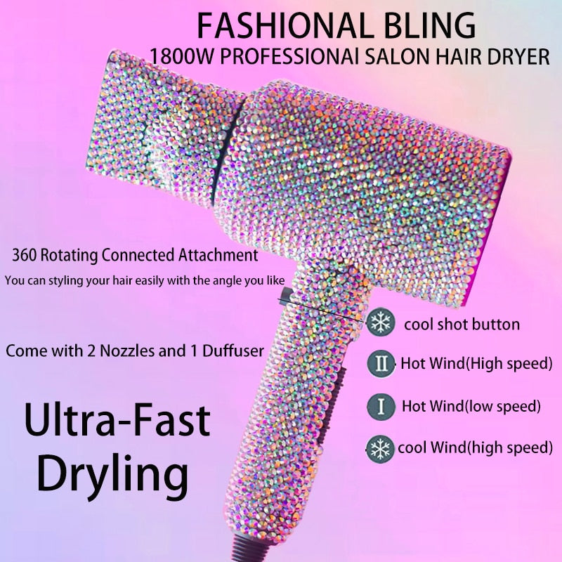 Crystal Hair Flat iron Bling Hair Dryer Rhinestone Wig Brush  Crystal Hot tools Hair Boutique