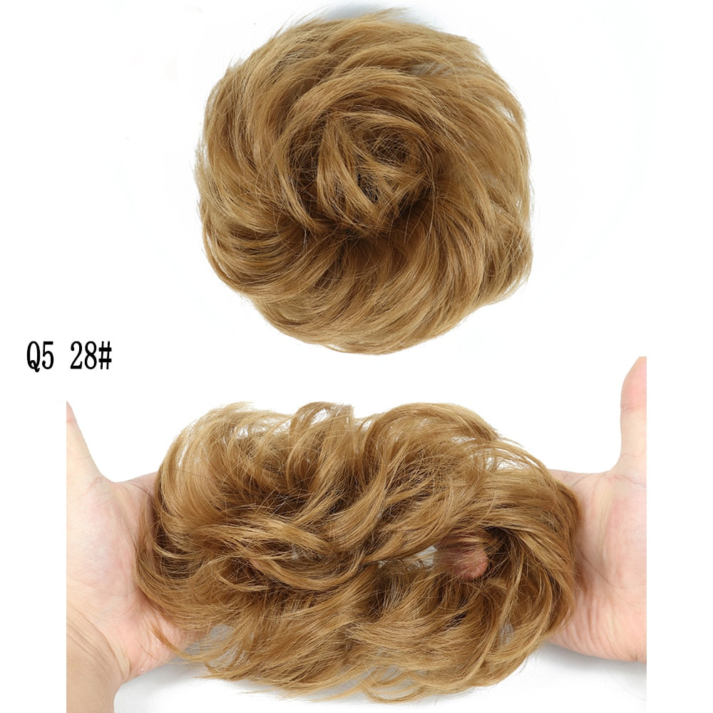 XINRAN Synthetic Curly Donut Chignon With Elastic Band Scrunchies Messy Hair Bun Updo Hairpieces Extensions for Women